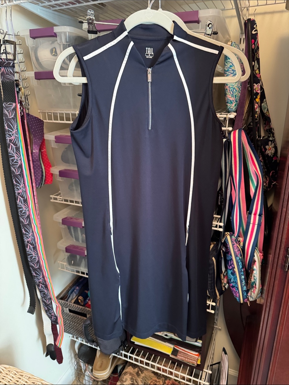 Tail Navy Golf Dress with White piping